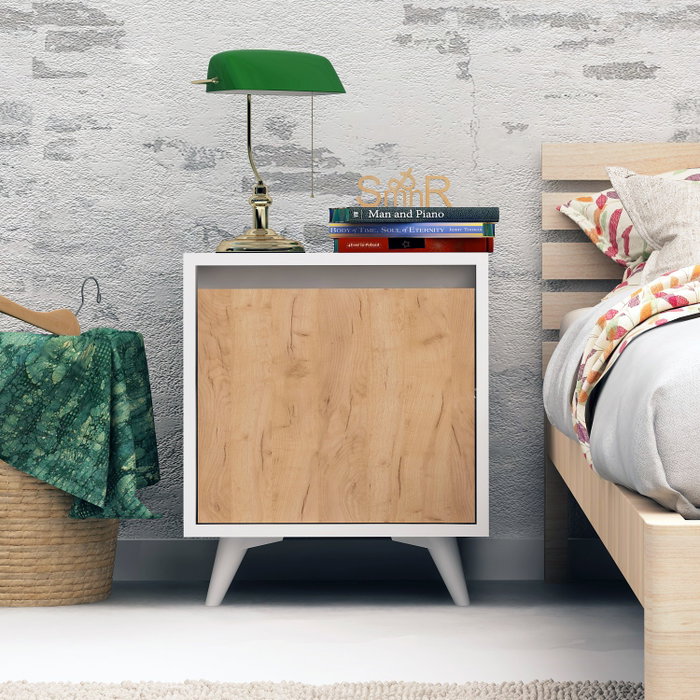 Hanah Home Piona Mesilla de noche Roble y Blanco Hanah Home Piona Mesilla de noche Roble y Blanco